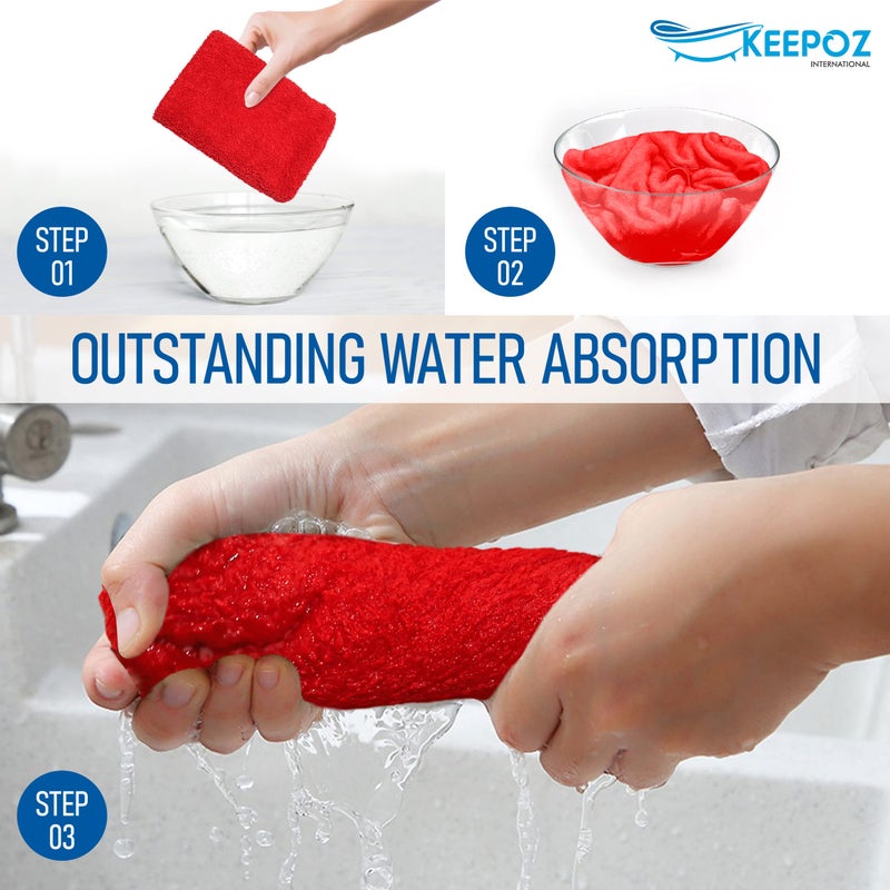 KEEPOZ Hair Towel Wrap Quick Dry 100% Cotton Super Absorbent Turban Head Wrap for Women with Button, Non Microfiber Anti Frizz Hair Products, Hair Cap for Curly, Long & Thick Hair (Red, 1 Pc) - Image 4